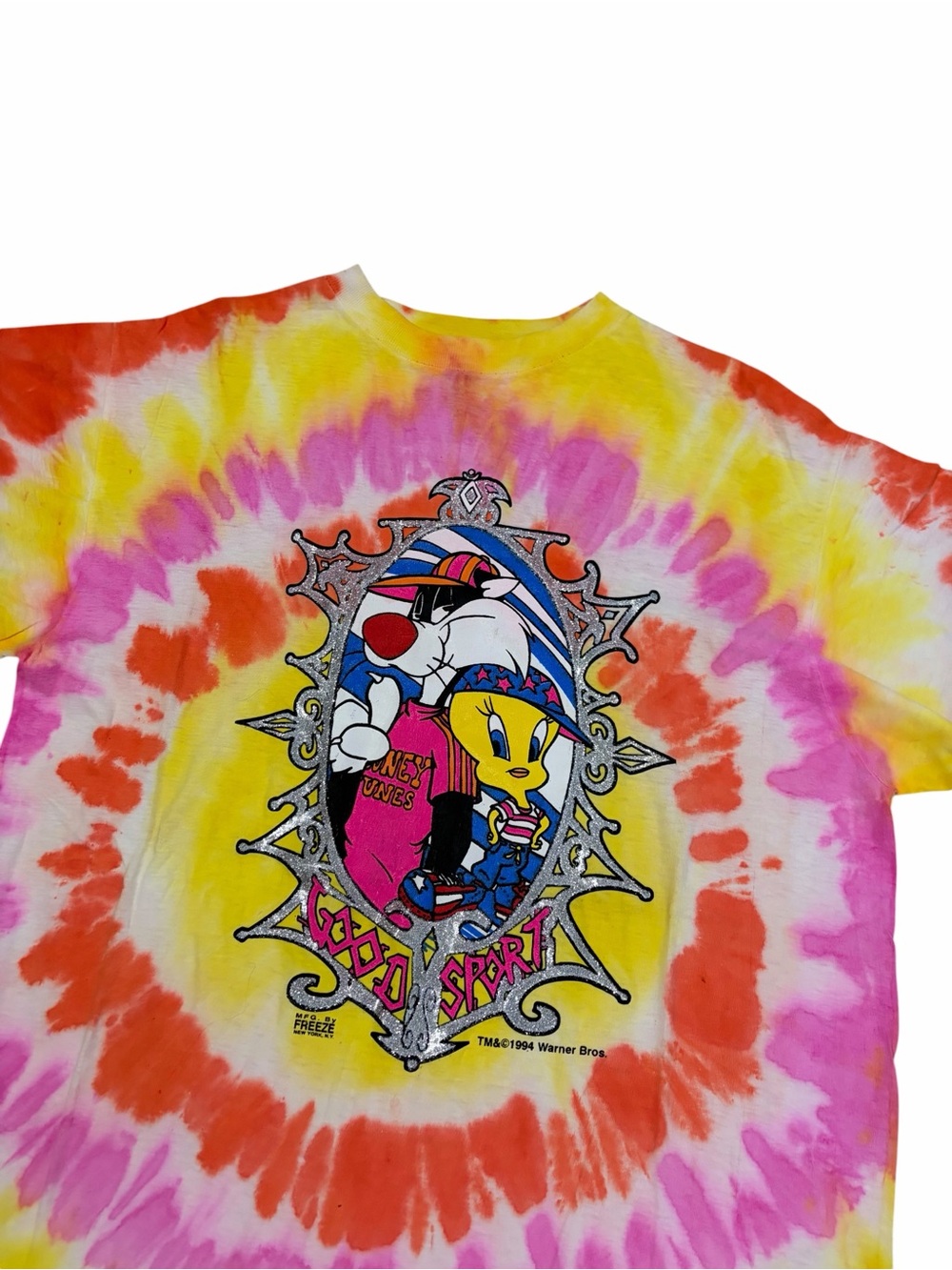 VTG NWOT 1994 Looney Tunes Tie Dye Shirt Adult XL Tweety Bird Sylvester Retro